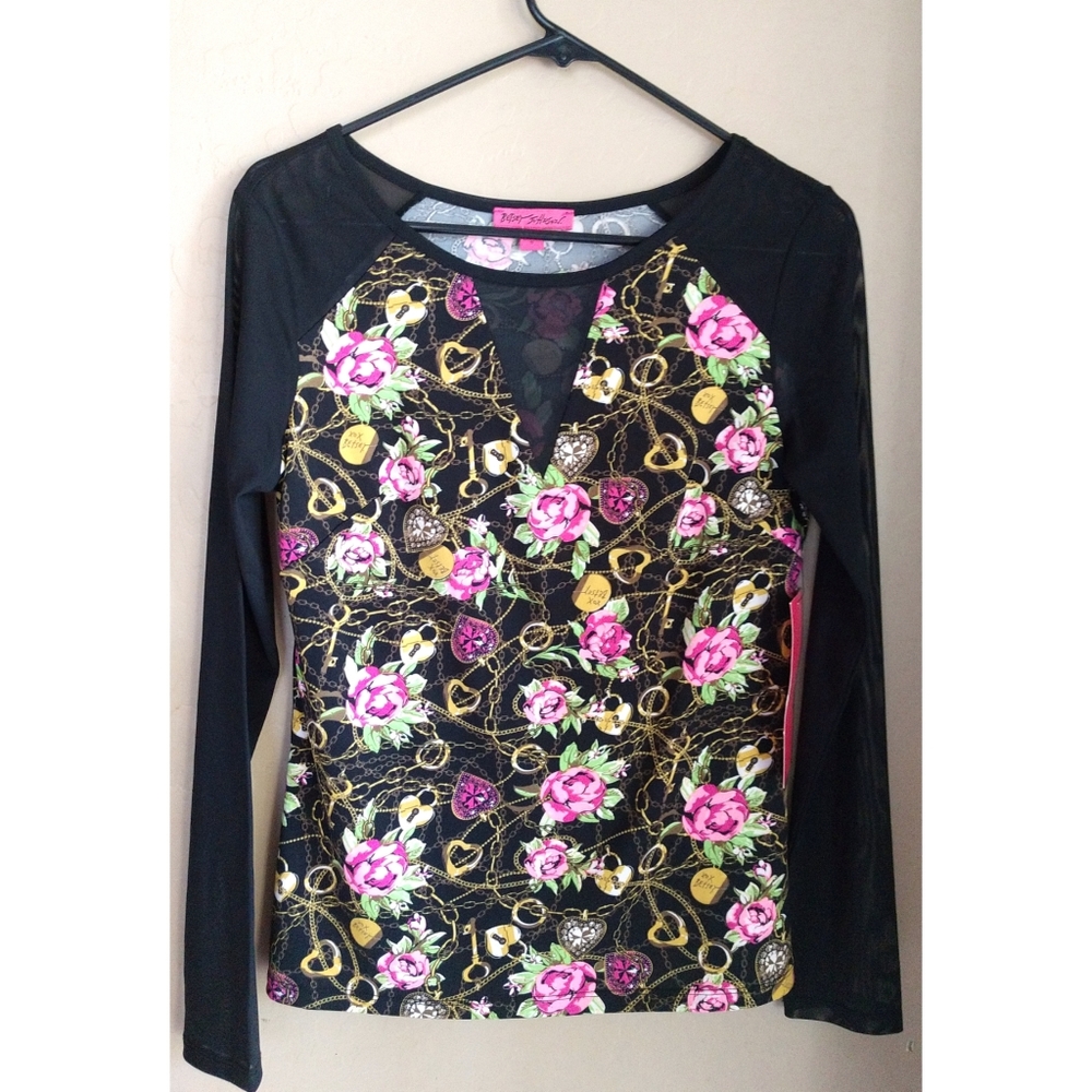 NWT Betsey Johnson Heart Key blouse Sz Small